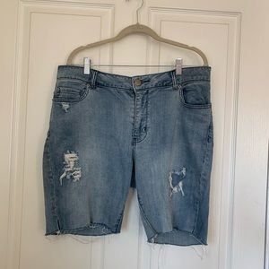 Forever 21 Distressed Denim Bermuda Shorts